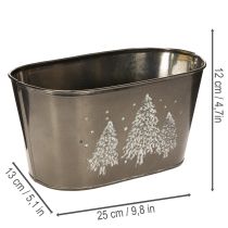 tételeket Ovális virágcserép dombornyomott fenyőfa mintával, 25 cm