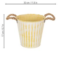 tételeket Fém kaspó, tavaszi dekoráció, ültető fülekkel, sárga, shabby chic, Ø18cm, M17.5cm