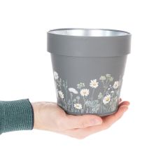 tételeket Virágcserép finom vadvirágos mintával, praktikus erkélyen vagy teraszon, 15 cm, 3 darab