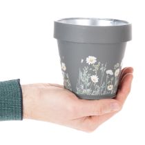 tételeket Virágcserép százszorszép motívummal stílusos belsőépítészethez, 11 cm, 4 darab