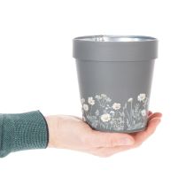 tételeket Virágcserép virágmintával modern otthoni és nyári erkélydekorációba, 13 cm, 4 darab