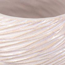 tételeket Kerámia növénytál krém-rózsaszín – Modern dekoratív ültetőgép horonymintával Ø15cm 2db