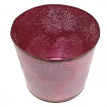 tételeket Őszi cserép, növényes vödör, fém díszítés levelekkel borvörös Ø25,5cm H22cm