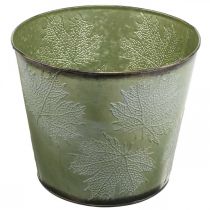 tételeket Ültető, juharlevelű fém edény, őszi dekoráció zöld Ø25,5cm H22cm
