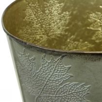 tételeket Cserepes, őszi dekoráció, fém edény levelekkel arany Ø25,5cm H22cm
