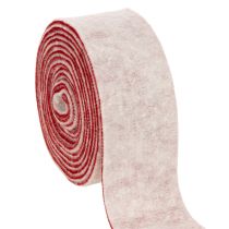 tételeket Kétszínű cseréppánt 100% gyapjúból, díszes filcszalagként, fehér/piros, 7,5 cm széles, 5 m hosszú