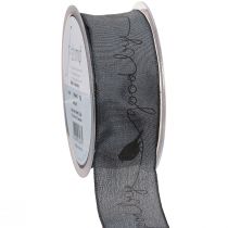 tételeket Gyászszalag Viszlát organza szalag madarak fekete 40mm 20m