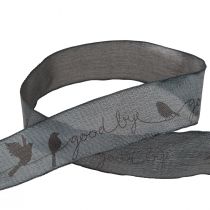 tételeket Gyászszalag Viszlát organza szalag madarak fekete 40mm 20m