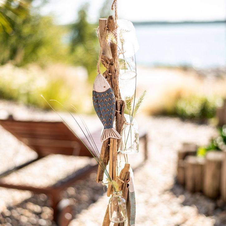 Driftwood girland tengeri uszadékfa dekoráció üvegvázákkal 70cm