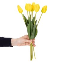tételeket Műtulipán virágok valósághű tavaszi dekorációként nappaliba vagy irodába, 40 cm, 7 darab
