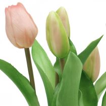tételeket Tulipán rózsaszín, zöld cserépben Cserepes mesterséges növény dekoratív tulipán H23cm