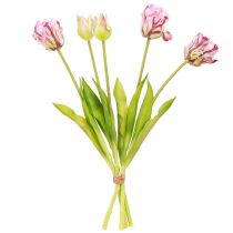 tételeket Tulipán műpapagáj tulipán lila csokor 5 virággal 40cm