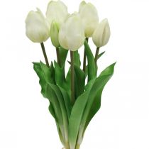 tételeket Artificial Tulipán fehér krém Real Touch 38cm 7db