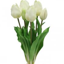 tételeket Artificial Tulipán fehér krém Real Touch 38cm 7 db