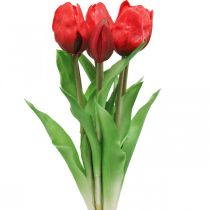 Tulipánpiros művirág tulipán dekoráció Real Touch 38cm-es 7 darabos köteg