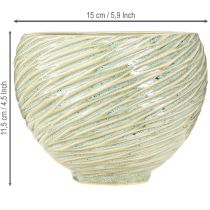 tételeket Ültetős dísztál kerámia zöld színben Ø15cm H11cm 2db
