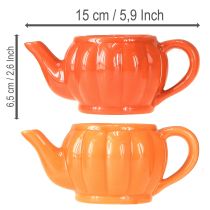 tételeket Kerámia kaspó/teáskanna, narancssárga vegyes, 15×9×6,5cm, 2 darab