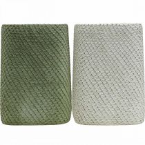 tételeket Ültetőkerámia fehér zöld reliefháló 14x14cm H21,5cm 2db