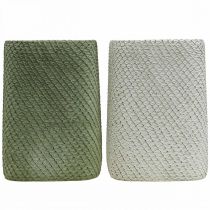 tételeket Ültetőkerámia fehér zöld reliefháló 12x12cm H17,5cm 2db