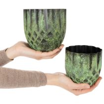 tételeket Vintage fém virágcserép, zöld, Ø14/12cm, 2 db-os szett