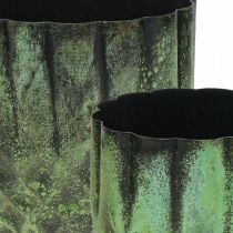 tételeket Ültetőgép fém vintage virágcserép zöld Ø14/12cm 2 db-os készlet
