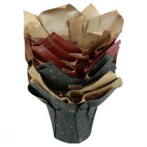 tételeket Ültetőpapír csillagok piros/antracit/natúr Ø12cm H12cm 9db