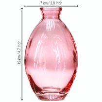 tételeket Hagymás váza, mini vázák, színezett rózsaszín üveg, Ø7cm, M12cm, 6 darab