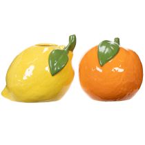 tételeket Citrusos váza, narancs és citrom, extravagáns lakberendezési kiegészítőként, nyári dekoráció, 10 cm, 2 darab