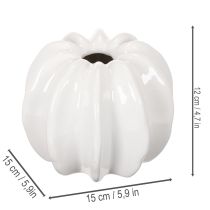 tételeket Tök alakú kerámia váza, fehér, lakberendezési tárgy, 15 cm