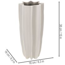 tételeket Modern bordázott váza, magas díszváza szárított virágoknak, 38cm