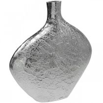 tételeket Dekoratív váza fém kalapált virágváza ezüst 33x8x36cm