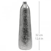 tételeket Dekoratív váza fém kalapált virágváza ezüst Ø9,5cm H32cm