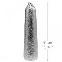 tételeket Dekoratív váza fém kalapált virágváza ezüst Ø9,5cm H41cm