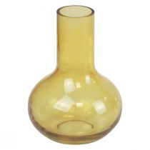 Váza sárga üvegváza hagymás virágváza üveg Ø10,5cm H15cm