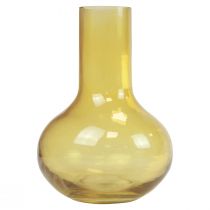 tételeket Váza sárga üvegváza hagymás virágváza üveg Ø10,5cm H15cm