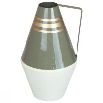 Váza fém fogantyú szürke/krém/arany vintage Ø19cm H31cm