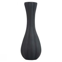 Váza fekete üveg váza hornyok virág váza üveg Ø6cm H18cm