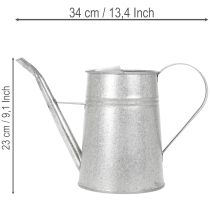 tételeket Horganyzott díszes öntözőkanna, fém, szürke, vintage megjelenésű, 1,7 literes, M23 cm, stílusos virágdekorációkhoz és ültetőkhöz