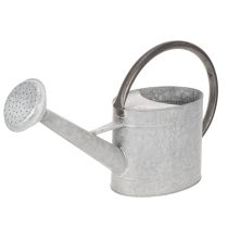 tételeket Vintage fém öntözőkanna, ezüstszürke, stílusos kerti dekoráció, virágváza, H53cm M29cm