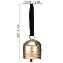 tételeket Vintage arany csengő fekete bársony szalaggal, M15cm