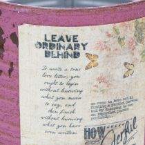 tételeket Vintage virágtartó díszdoboz lila fém nyári dekoráció Ø11cm M10.5cm