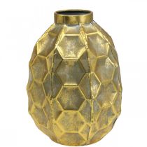 Vintage váza arany virág váza méhsejt megjelenés Ø22,5cm H31cm