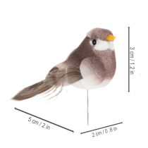 tételeket Dekoratív madarak, mesterséges lakberendezési tárgyak, tavaszi alkalmakra, színes tollazattal, műanyagból, 5cm, 18 darab