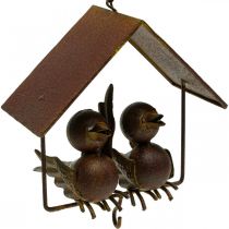 tételeket Deco madarak akasztáshoz rozsda deco fém barna 14,5×16cm