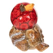 tételeket Dekoratív madárfigura piros almakalappal, őszi dekoráció, 13cm
