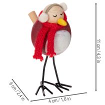 tételeket Dekoratív madárfigura sállal, téli dekorációval, 11 cm, 4 darab