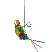 Akasztható madár zöld, rózsaszín, kék 19,5 cm