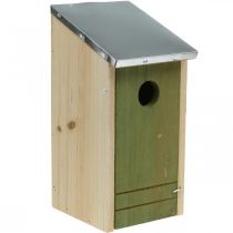 Fészkelő doboz akasztáshoz, fészekrakó kismadaraknak, madárház, kerti dekoráció natúr, zöld H26cm Ø3,2cm