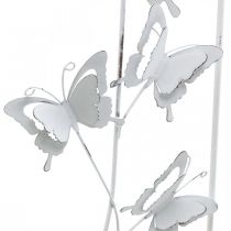 Pillangó függő Art tavaszi fém fali művészet Shabby Chic fehér ezüst H47,5 cm