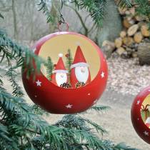 Karácsonyi labda Mikulás akasztásához és LED piros Ø20cm elemekhez